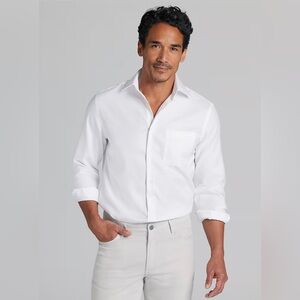 Pronto Uomo Men’s Modern Fit Queens Oxford Dress Shirt Non-Iron White 20 34/35